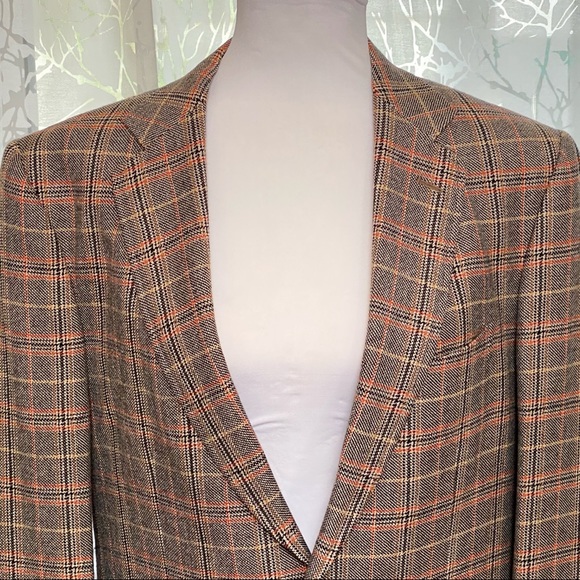 ETRO brown tan orange plaid print colorful leaf inside sport coat blazer jacket - Picture 4 of 14